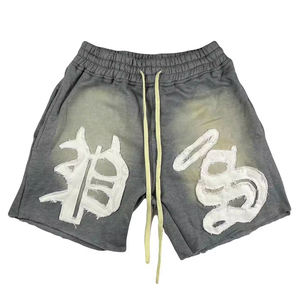 กางเกงขาสั้นสำหรับผู้ชายกางเกงเอวสูงผ้าคอตตอน100% ซีดจางไม่ซ้ำใครดีไซน์ลายสตรีทเอวยางยืด - Product Image 2