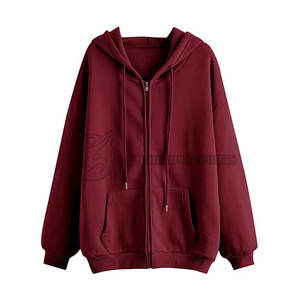Sudadera con capucha extragrande personalizada para mujer, de forro polar, manga larga, con cremallera frontal completa, bolsillos tipo canguro, cuello con capucha, poliéster/algodón para otoño - Product Image 1