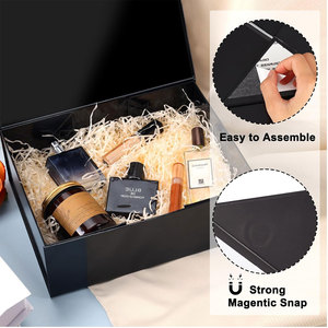 Caja de regalo grande para regalo, 12x9x4,3 pulgadas, caja de regalo negra con tapa magnética, caja de regalo plegable negra grande con cintas - Product Image 3