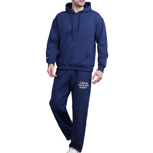 Survêtement à capuche pour homme, design tendance hip-hop, couleur unie, respirant, imprimé personnalisé, tendance hivernale, 100% coton molleton - Product Image 3