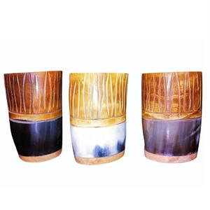 Taille personnalisée et logo gobelet naturel en corne de buffle et de boeuf et agate courte en verre - Product Image 1