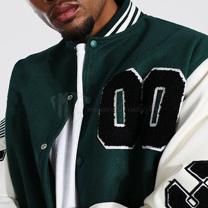 Chaqueta Letterman para Hombre de Tallas Grandes al por Mayor, Chaqueta Letterman para Hombre con Cuello Alto para Uso en Exteriores - Product Image 6