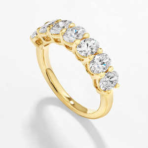 Anillo de Compromiso de Media Eternidad con Moissanita de Corte Ovalado de Lujo, Color D, 0.25 CT*7 Piedras, Anillo a Juego, Plata de Ley 925 - Product Image 1