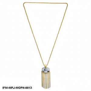Mother of Pearl Mosaic Pendant <b>Necklace</b> Gold Fringe Tassel Statement Jewelry Checkerboard MOP <b>Long</b> Chain <b>Necklace</b> for <b>Women</b> - Product Image 1