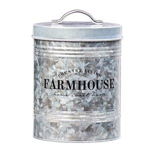 Metal Galvanized Grey <b>Storage</b> <b>Container</b> Wooden Metal Galvanized Handmade Luxury Design Metal armhouse <b>Kitchen</b> Tin Canister - Product Image 4