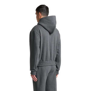 Ensemble décontracté respirant pour homme, deux pièces, tenue élégante, sweat à capuche à double fermeture éclair, pantalon évasé, survêtement, 100% coton molletonné, jogging d'hiver - Product Image 4