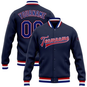 Directo de la industria, venta al por mayor, informal, invierno, personalizado, azul marino, real, rojo, bombardero, Full-Snap Varsity, chaqueta Letterman - Product Image 1