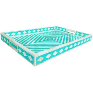 EXPANDNG INLAY PLATEAU PLATEAU DE SERVICE FAIT À LA MAIN LUXE Os Incrustation Ramadan Petit Déjeuner Alimentaire Fruits Café Thé Plateau Décoratif - Product Image 1