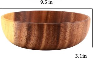 Ensaladera redonda hecha a mano de madera de acacia, plato de cocina para servir para mezclar y servir comidas - Product Image 6