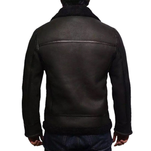 Veste en cuir volante style aviateur F2 pour hommes col en mouton veste d'hiver en polyester tricoté à imprimé solide pour hommes livraison DDP - Product Image 4