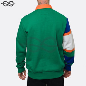 Sudadera de gran tamaño de color negro 100% algodón de manga larga Sudadera de cuello redondo de lana en blanco para hombre - Product Image 4