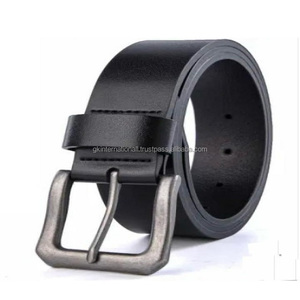 เข็มขัดลำลองหนังแท้สีดำชั้นเดียวสำหรับผู้ชายทำด้วยมือเข็มขัดหนังวัวแท้และเครื่องประดับสำหรับหัวเข็มขัดทองเหลือง unisex - Product Image 5