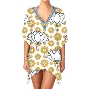 ชุดกิโมโนผ้าชีฟองพิมพ์ลายพื้นเมืองคอวีของผู้หญิงชุดคลุมเป็นชั้นๆแขนยาวหรูหรามีสไตล์ - Product Image 6