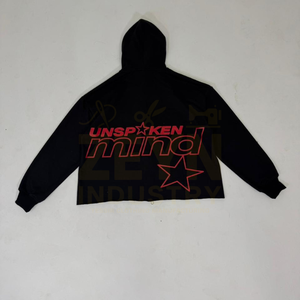 Mode coton lourd lavage à l'acide Streetwear hiver fermeture éclair sweats à capuche imprimés Vintage sérigraphié sweats à capuche pour hommes - Product Image 5