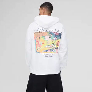 Sweat à capuche blanc brodé, impression numérique, designs personnalisés, 2025, surdimensionné, pour homme, hiver, respirant, imprimé, coton lourd de qualité - Product Image 1