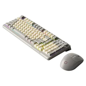 Teclado e mouse sem fio Bluetooth 2.4G, conjunto de teclado e mouse recarregável de alto valor para computador de escritório com sensação mecânica silenciosa