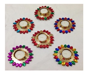 Wholesale Indian Handmade Gold Eco Friendly Plastic Tea Light Holders Diwali Decor Diyas <b>Christmas</b> <b>Gift</b> Home Decor <b>Table</b> Top - Product Image 3