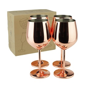 Copa de vino de diseño real, alta cristalería, vástago largo, copa de vino tinto para Bar, restaurante, hogar, copa de vino chapada en cobre - Product Image 6