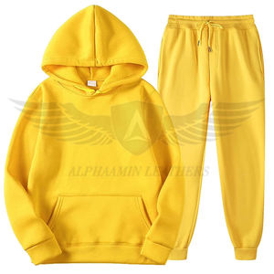 Color sólido amarillo Buen proveedor Calidad Highland Haga que sus propios hombres usen chándal antibacteriano para adultos con corte automatizado - Product Image 1