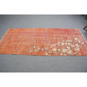 Alfombra Turca Vintage de 3.7x8.1 pies, Alfombra de Lana Naranja - Product Image 4