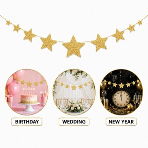 Guirlande d'étoiles scintillantes 4m, décorations suspendues pour fête d'anniversaire, mariage, Nouvel An, toile de fond photo - Product Image 6