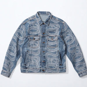 แจ็กเก็ตยีนส์บุผ้าพิมพ์ลายทั้งหมดเสื้อผ้าลำลองสีดำมีสไตล์แจ๊กเก็ตแฟชั่นฤดูใบไม้ร่วงฤดูหนาว2025 - Product Image 3