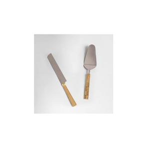 Couteau à gâteau à manche en laiton en bois et serveur produit le plus vendu couteau à gâteau en laiton et serveur pour une utilisation de gâteau de mariage - Product Image 2