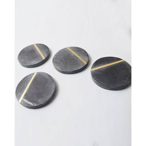 Sous-verres en marbre hexagonal noir avec incrustation de laiton sublimation naturelle et incrustation de métal sous-verres à thé en pierre de marbre personnalisés en gros - Product Image 6