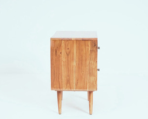 โต๊ะข้างเตียงทำจากไม้เนื้อแข็งสุดหรูพร้อมลิ้นชักสองชั้นสำหรับห้องนอนและห้องนั่งเล่น - Product Image 4