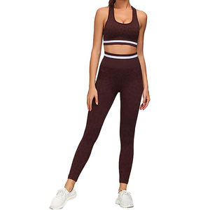 2024 Custom Yoga Gym <b>Legging</b> Set for Women Solid Pattern 2Pcs Crop Top and <b>Leggings</b> Fitness Activewear - Product Image 4