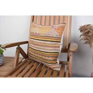 Luxury 18x18 Inch Beige Kilim Wool Pillow <b>Vintage</b> Fluffy Pattern with Rustic Print Woven Feather Christmas <b>Bedding</b> Accent Pillow - Product Image 3