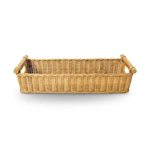 Best Selling <b>Vintage</b> Rattan Storage Basket Rectangle Customized OEM Designs for <b>Kitchen</b> Dining Room Quality Product Vietnam - Product Image 5