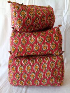 Vintage Fashion Striped Quilted Cotton <b>Cosmetic</b> <b>Bags</b> Hand Block Printed Eco-Friendly Durable Zipper Closure High Quality <b>Large</b> - Product Image 5