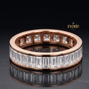 Emerald Cut Eternity Band <b>Ring</b> in 18K <b>Gold</b> Luxury Channel <b>Set</b> Statement Band - Product Image 3