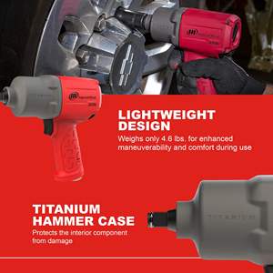 Clé à chocs pneumatique légère de 1/2 po, 4,6 lb, puissante, couple de 1 350 pi-lb, boîtier en titane - OEM - Product Image 3