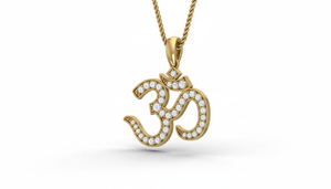 Pendentif en or et diamant avec symbole Om hindou pour femmes - Product Image 4