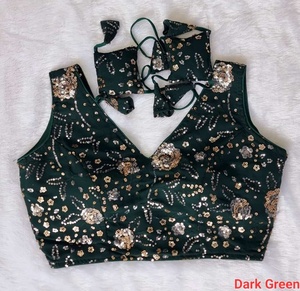 Meilleure qualité de Collection ethnique 2022 vêtements de fête pur Faux tissu séquence travail prêt à l'emploi Blouses pour dames vêtements avec sari - Product Image 5