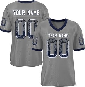 Camisetas de fútbol americano con logotipo de nombre personalizado OEM malla de secado rápido poliéster transpirable talla grande ropa de equipo manga corta al por mayor - Product Image 5