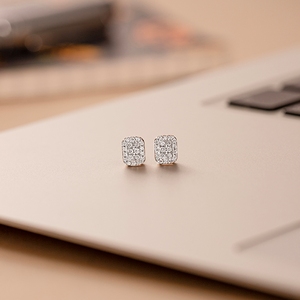 Boucles d'oreilles clous en or jaune 14k/18k avec diamants de laboratoire, tendance, haute qualité, pour filles et femmes, jolies, bijoux en gros - Product Image 2
