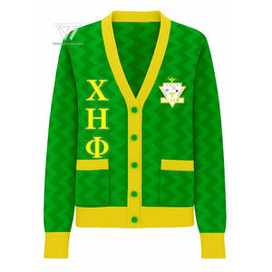 Vêtements de sororité chi grec Eta Phi personnalisés brodés Zig Zag collège Cardigan pull en coton attirail grec - Product Image 1