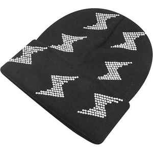 Bonnet en polaire doux avec des accents de strass brillants, construction en tricot chaud, parfait pour la mode d'hiver et les activités de plein air par temps froid - Product Image 2