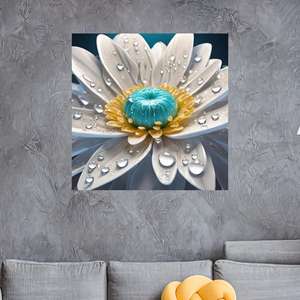 Toile d'art botanique imprimée : Décoration murale Marguerite en fleurs, encadrée style galerie - Product Image 1