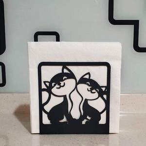 Élégant porte-serviettes en métal noir durable, accessoire de table élégant avec conception de tasse de thé chaude pour la cuisine et les repas - Product Image 6