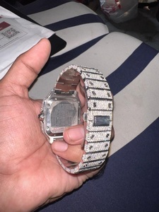 Montre pour homme de luxe arabe Hip Hop entièrement pour Ice Rapper Diamond Full Simulated Diamonds Silver Iced Bling Quartz Ronda Pointer - Product Image 6