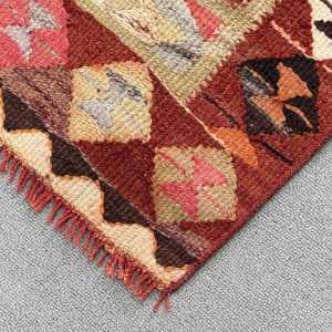 Turkish <b>Runner</b> Rug 2.5x8.9 ft, <b>Red</b> Plants & trees Vintage Wool Rug - Product Image 4