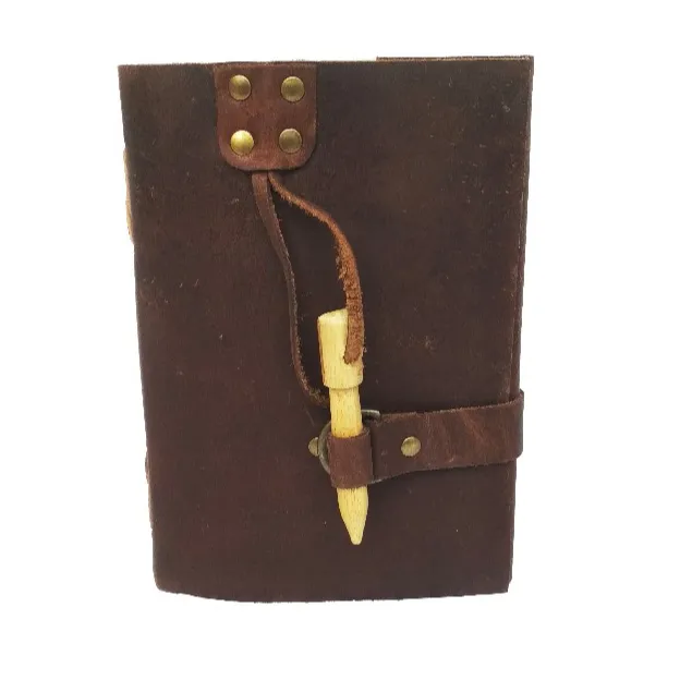 Hochwertiges braunes weiches Leder journal mit Holz stift Notizbuch bester Qualität für Männer und Frauen am besten für Geschenke