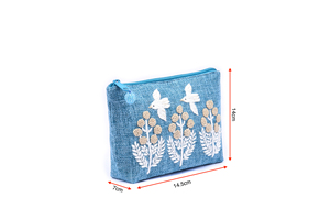 Good Price Wholesale High Quality Fashion Trapezoid Hemp <b>Purse</b> with Hand-Sewn Glass Beads Birds and Trees Patterns - Product Image 2