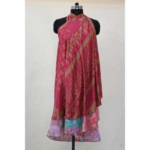 Women's Pure Silk Summer <b>Maxi</b> <b>Skirt</b> Reversible Boho Wrap with Vintage <b>Floral</b> Printed Saree Patterns Natural Waistline - Product Image 4