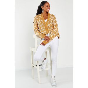 Cardigan da donna con motivo leopardato grigio 10012