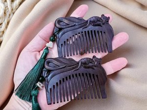 Peigne de toilettage en bois naturel écologique, fait main, poli, antistatique, durable, pour hommes, salon et usage domestique - Product Image 3